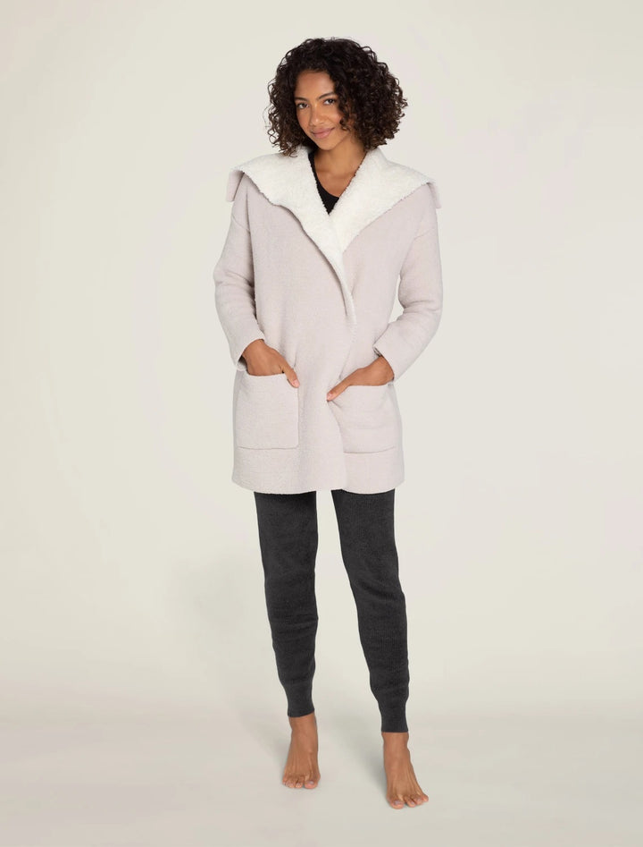 Barefoot Dreams - CozyChic Shearling Drape Car Coat in Stone Cream