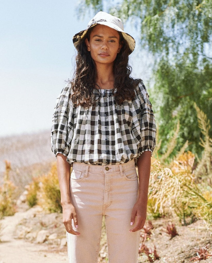 The Great - The Carriage Top in Black & Cream Gingham