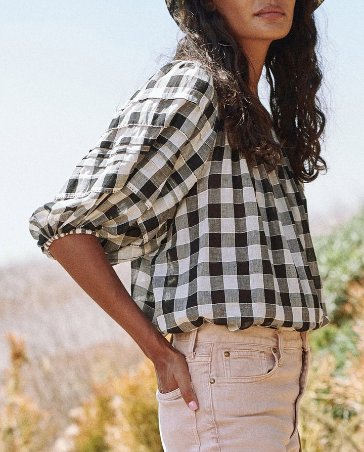 The Great - The Carriage Top in Black & Cream Gingham