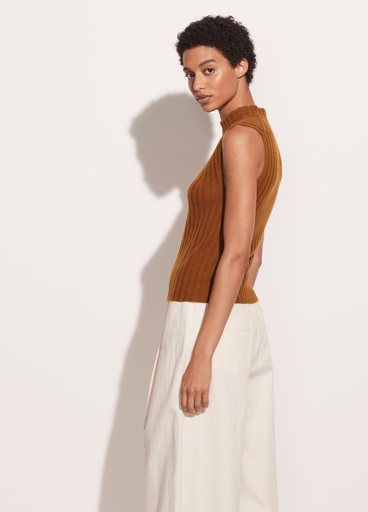 Vince - Cashmere High Neck Shell Tank in Bronze
