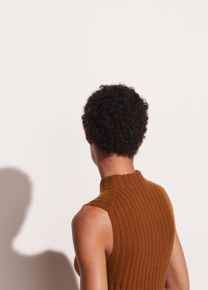 Vince - Cashmere High Neck Shell Tank in Bronze