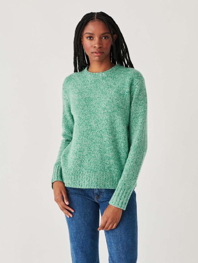 White + Warren - Cashmere Luxe Marl Crewneck in Green Marl