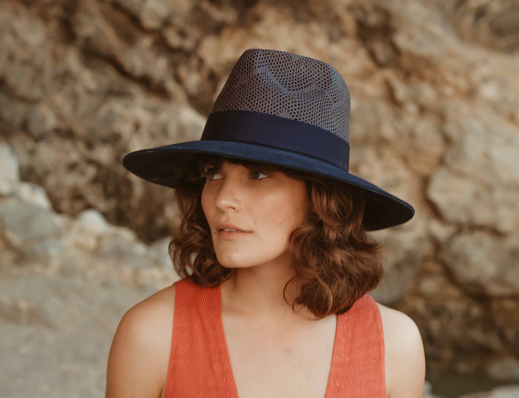 Freya Cypress Navy Felt Hat Freya Navy Blue Felt Wizard Hat: Crooked Witch, Halloween  main image 4