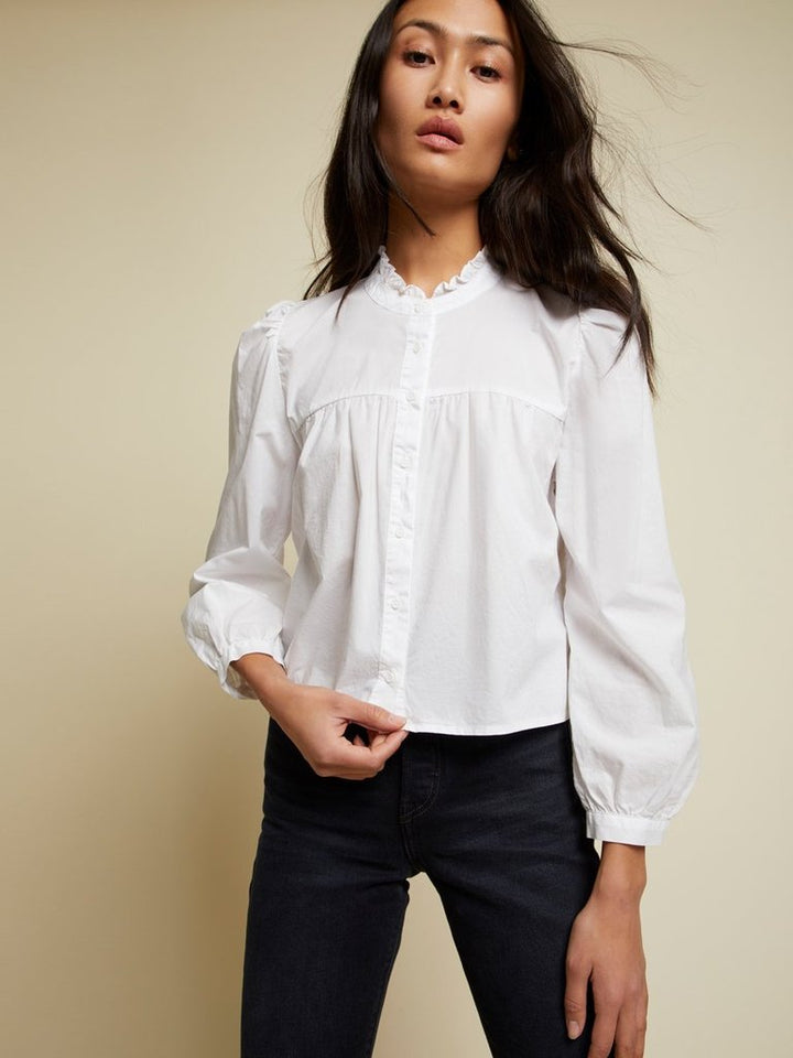Nation LTD - Chantelle Victorian Crop in Off White Tops