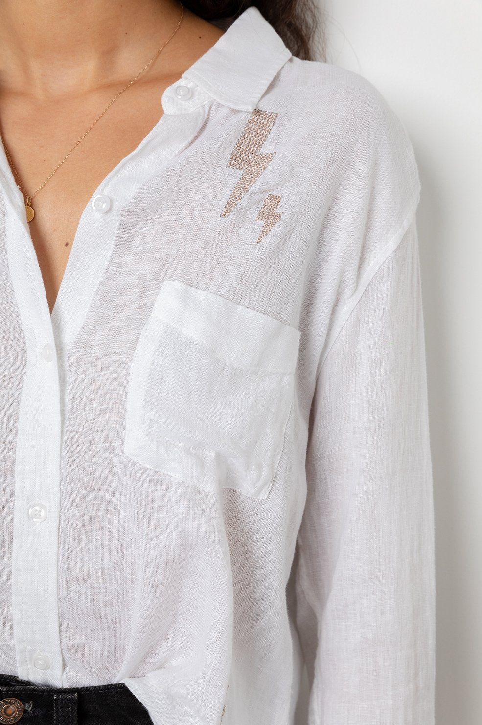 Rails - Charli Button-Down Shirt in White Lightning Embroidery