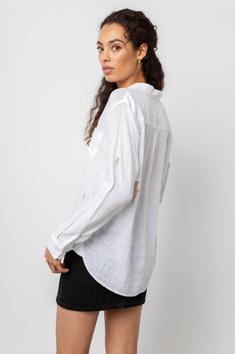 Rails - Charli Button-Down Shirt in White Lightning Embroidery
