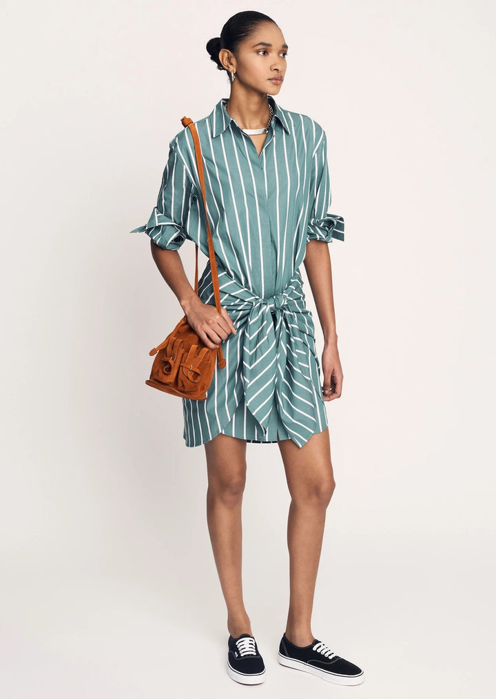 Derek Lam 10 Crosby - Charlotte Tie Waist Shirt Dress in Sagebrush Green