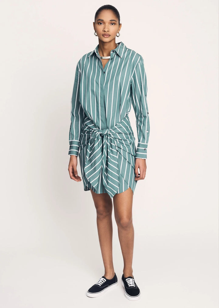 Derek Lam 10 Crosby - Charlotte Tie Waist Shirt Dress in Sagebrush Green