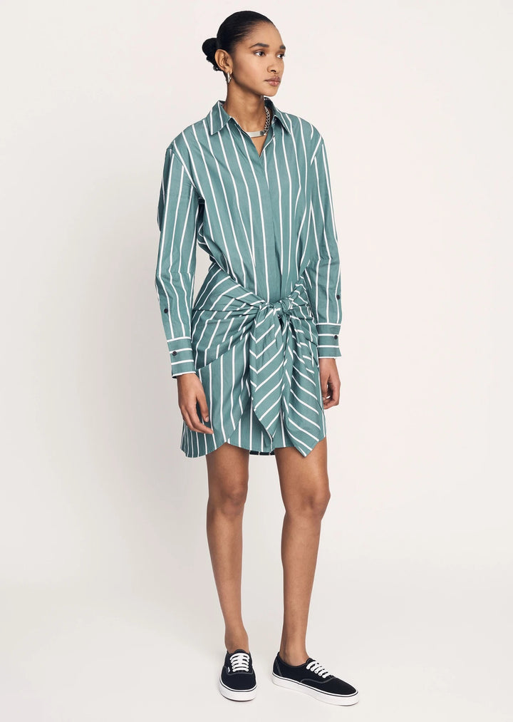 Derek Lam 10 Crosby - Charlotte Tie Waist Shirt Dress in Sagebrush Green