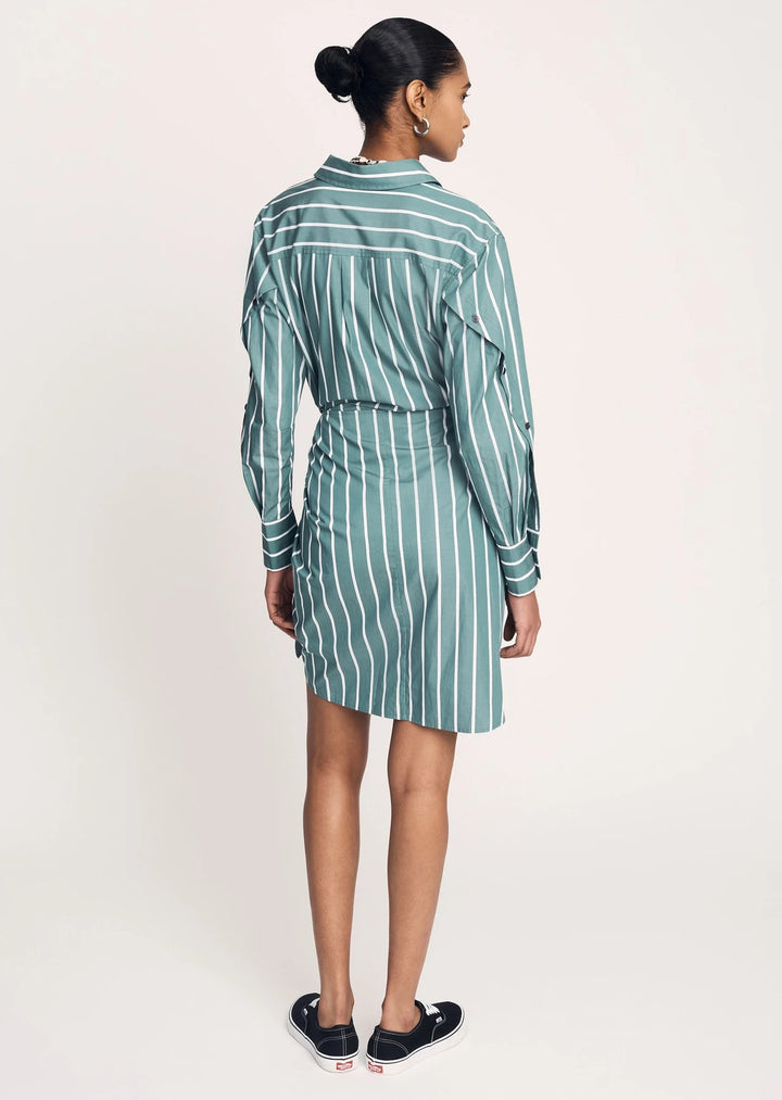 Derek Lam 10 Crosby - Charlotte Tie Waist Shirt Dress in Sagebrush Green