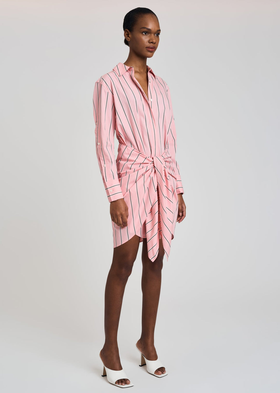 Derek Lam 10 Crosby - Charlotte Tie Waist Shirt Dress in Pink Multi