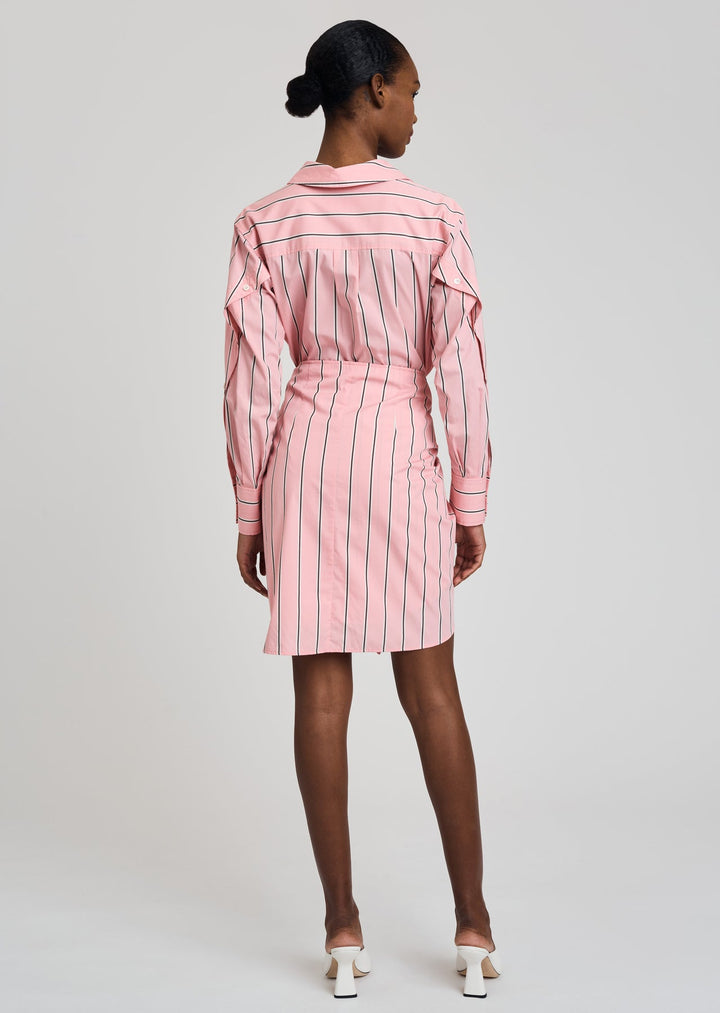 Derek Lam 10 Crosby - Charlotte Tie Waist Shirt Dress in Pink Multi