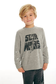 CHASER KIDS - Boys Cozy Knit Long Sleeve Crew Neck Pullover Sweater in Heather Grey