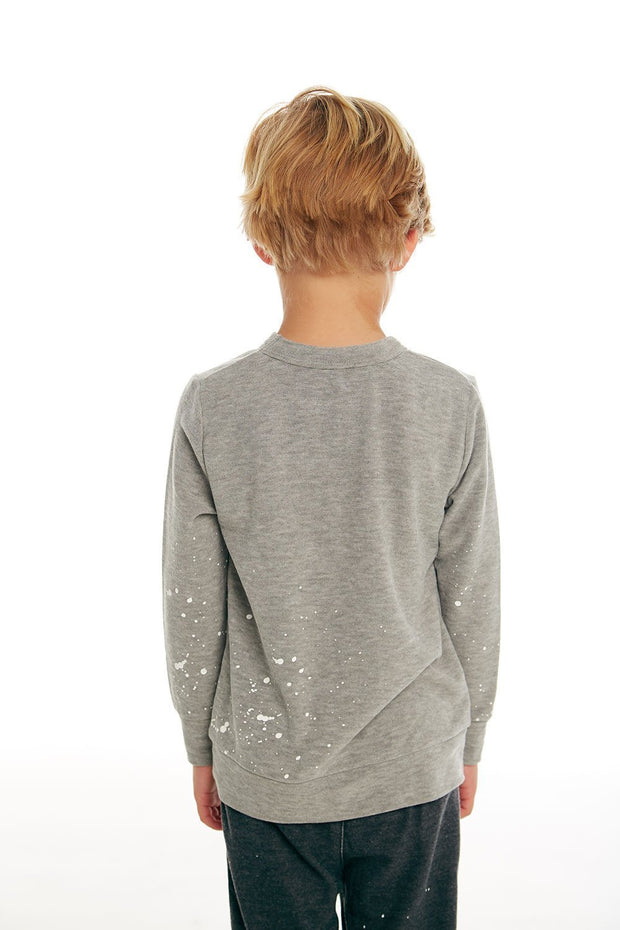 CHASER KIDS - Boys Cozy Knit Long Sleeve Crew Neck Pullover Sweater in Heather Grey