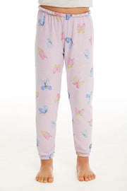 CHASER KIDS - Girls Cozy Knit Lounge Pant "Watercolor Butterflies"