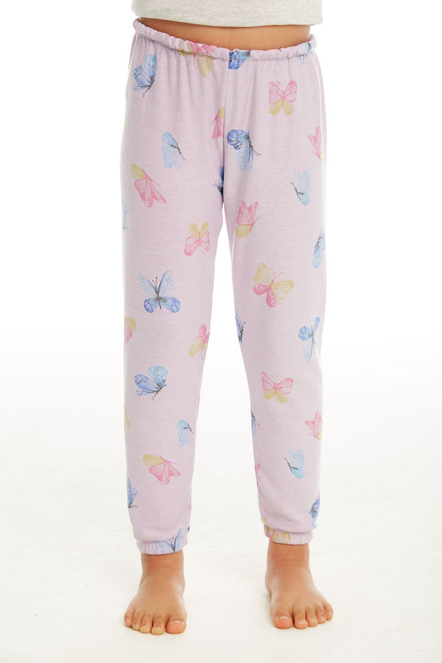 CHASER KIDS - Girls Cozy Knit Lounge Pant "Watercolor Butterflies"