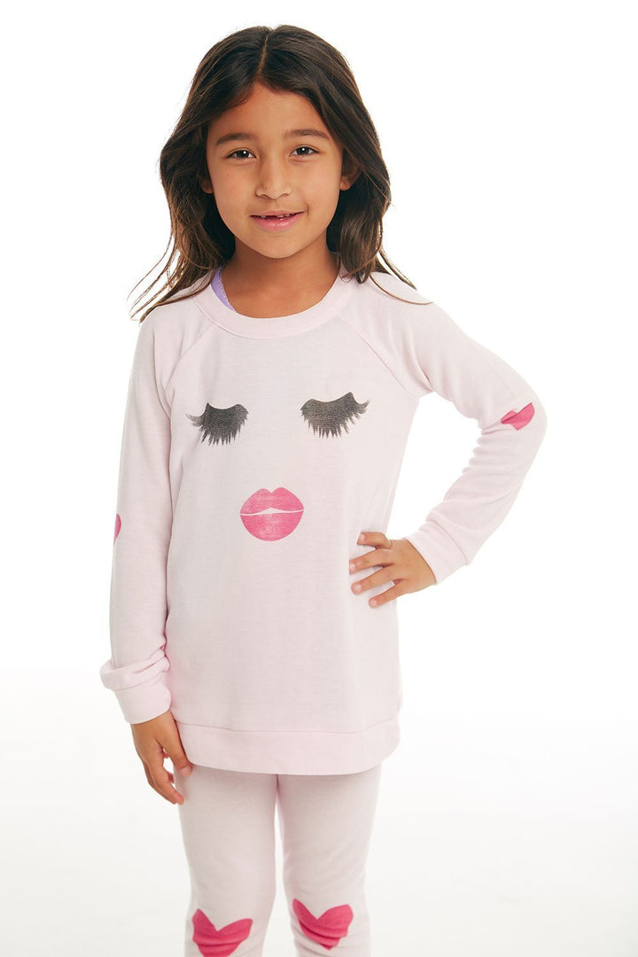 CHASER KIDS - Girls Cozy Knit Raglan Pullover in Pinky Default