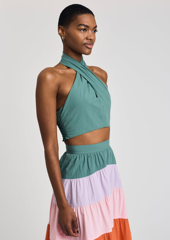Derek Lam 10 Crosby - Chaya Halter Crop Top in Jade