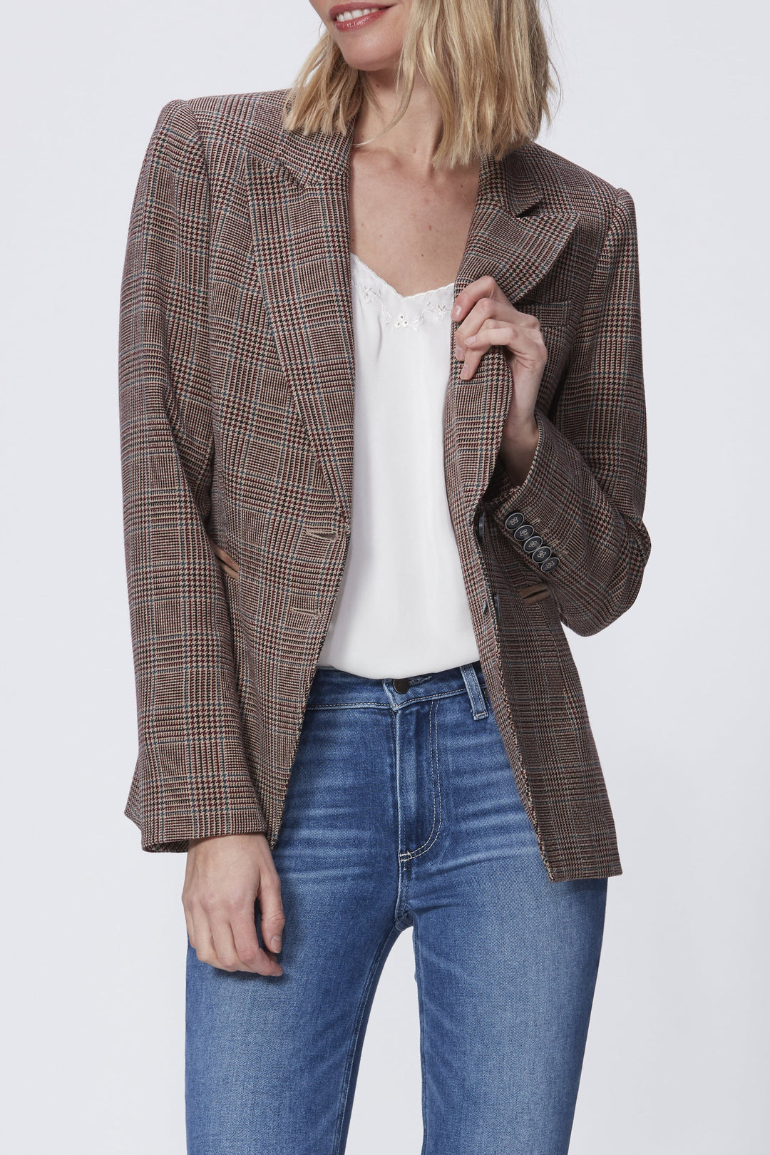 Paige Premium Denim - Chelsee Blazer  in Beige/Cordovan Multi Blazer