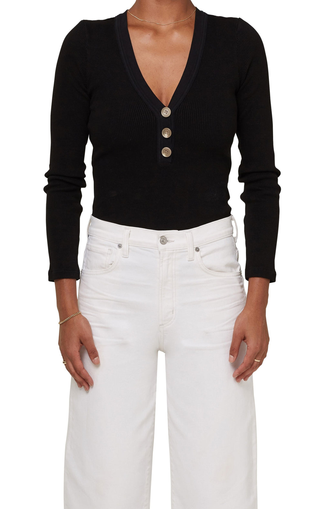 Citizens of Humanity - Scarlett Rib Henley in Black Tops
