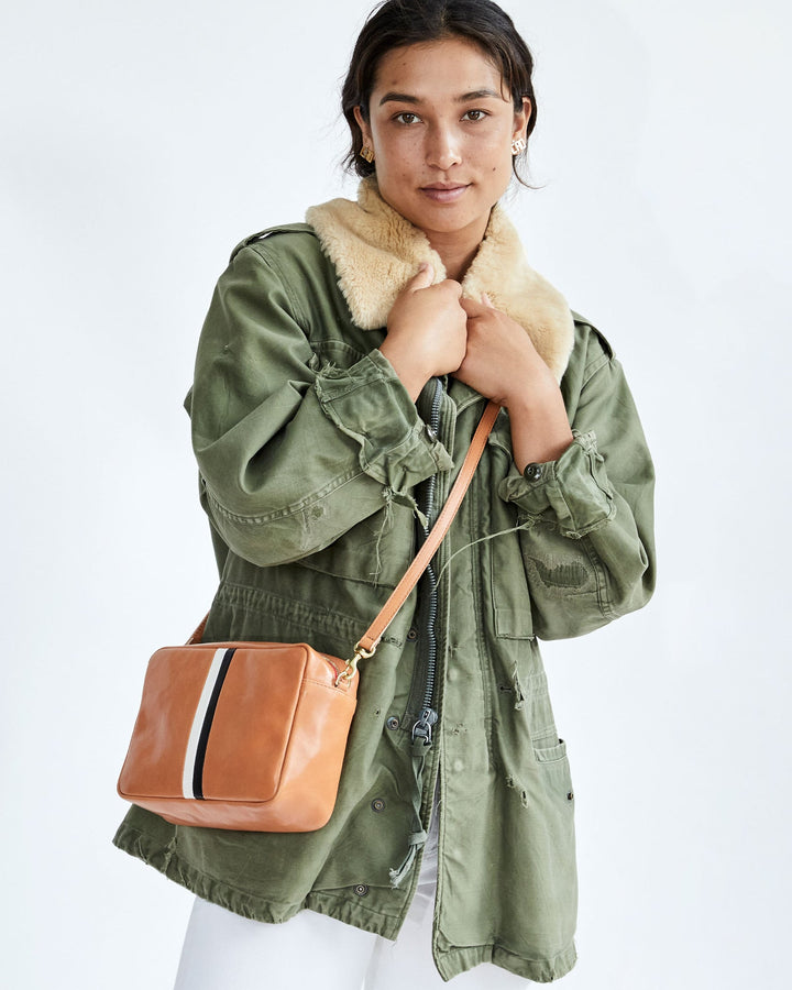 Clare V. - Marisol in Natural Rustic w/ Black Italian Nappa & Cream Goat Desert Stripe Accessories
