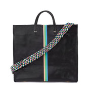 Clare V. - Bateau Tote in Natural w/ Parrot Green, Pale Pink & Cerulean  Woven Striped Checker
