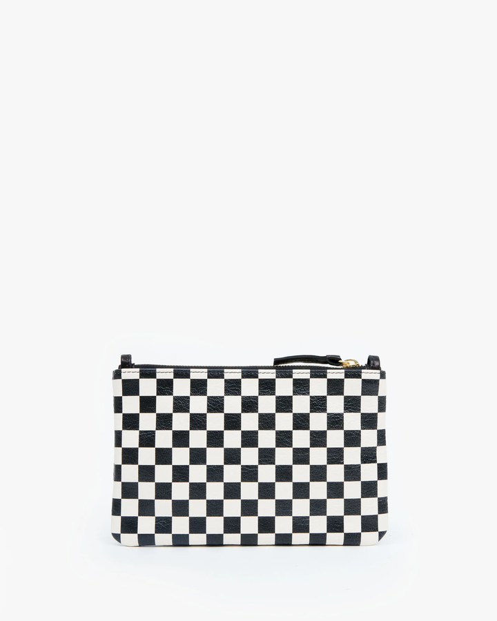 Clare V. - Wallet Clutch with Tabs in Cream Goat with Black Checkers Accessories