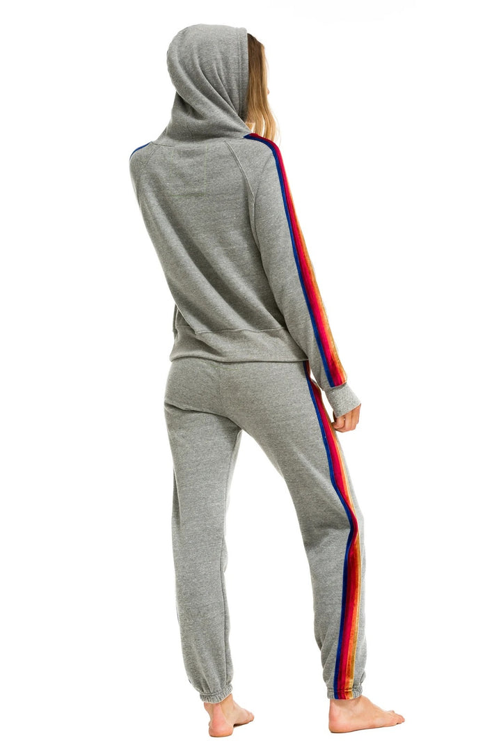 Aviator Nation - Classic w/ Velvet Stripes Pullover Hoodie in Heather Grey