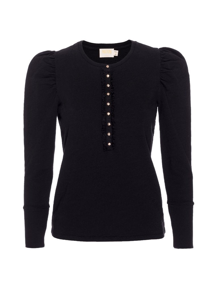 Nation LTD - Clementine Delicate Ruffle Top in Jet Black