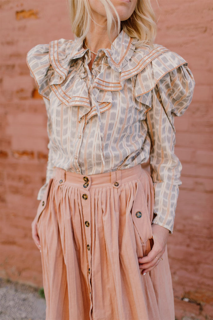 Ulla Johnson - Clementine Blouse in Sandstone Ikat