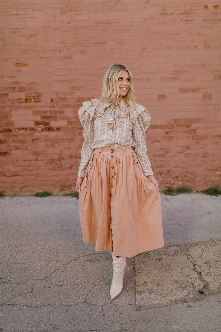 Ulla Johnson - Clementine Blouse in Sandstone Ikat Tops