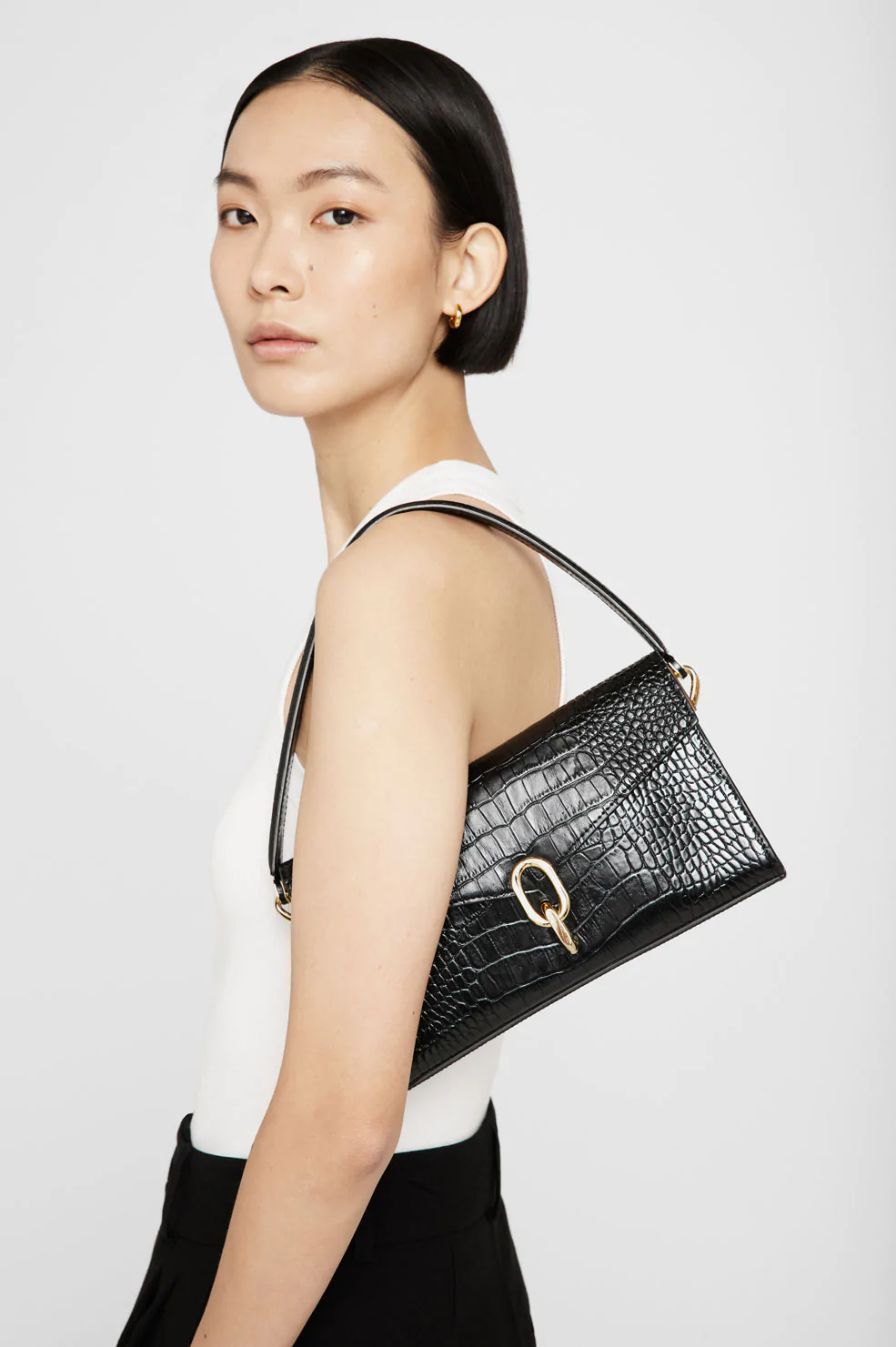 Anine Bing Colette Bag in Black Croco – Blond Genius