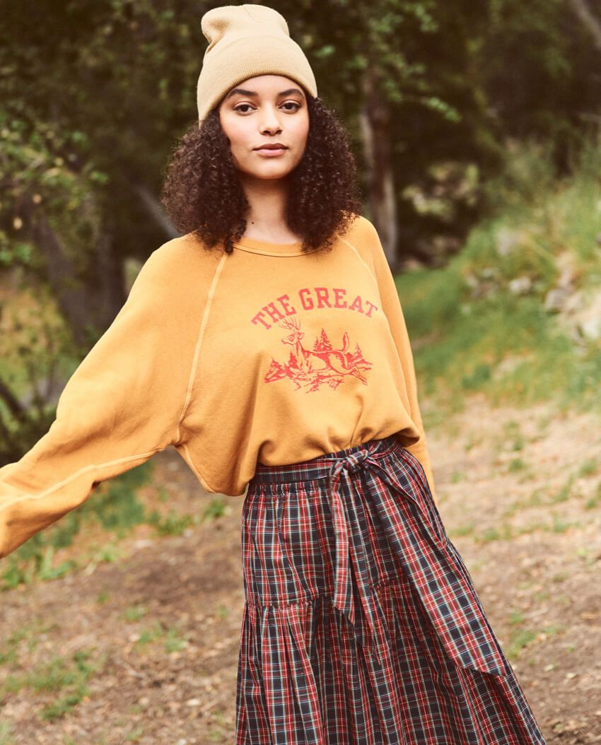 The Great - The College Sweatshirt in Mustard w/ Deer Graphic