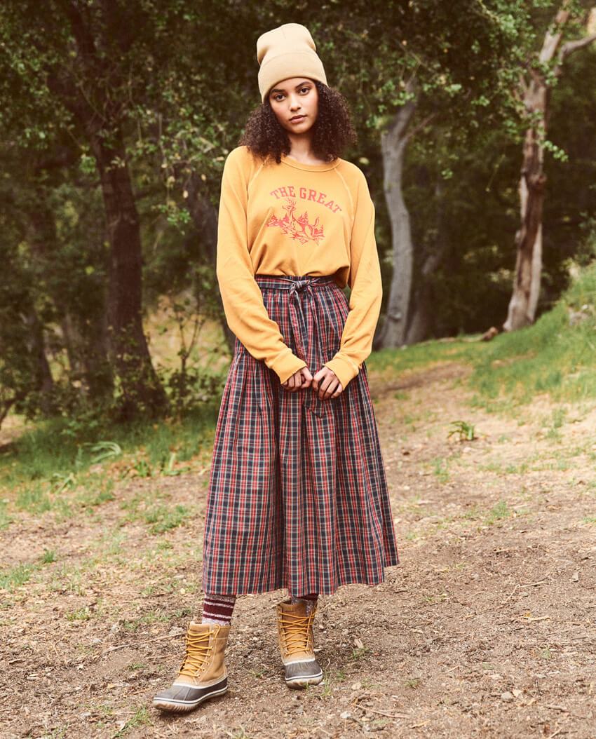 The Great - The College Sweatshirt in Mustard w/ Deer Graphic