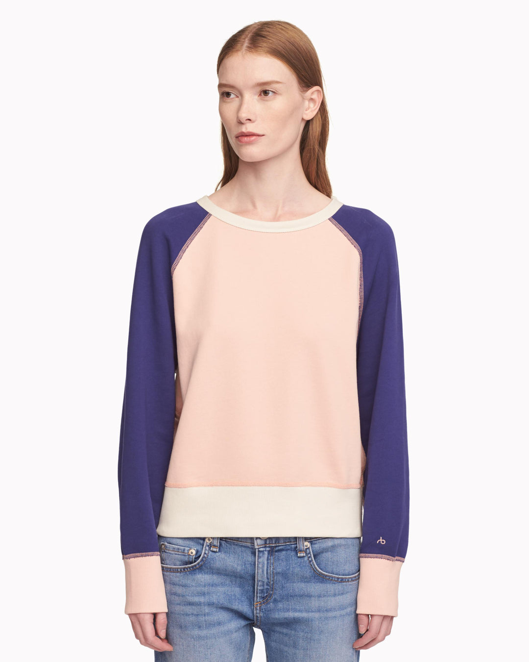 Rag & Bone - Color Blocked Raglan Sweatshirt in Pink Rose