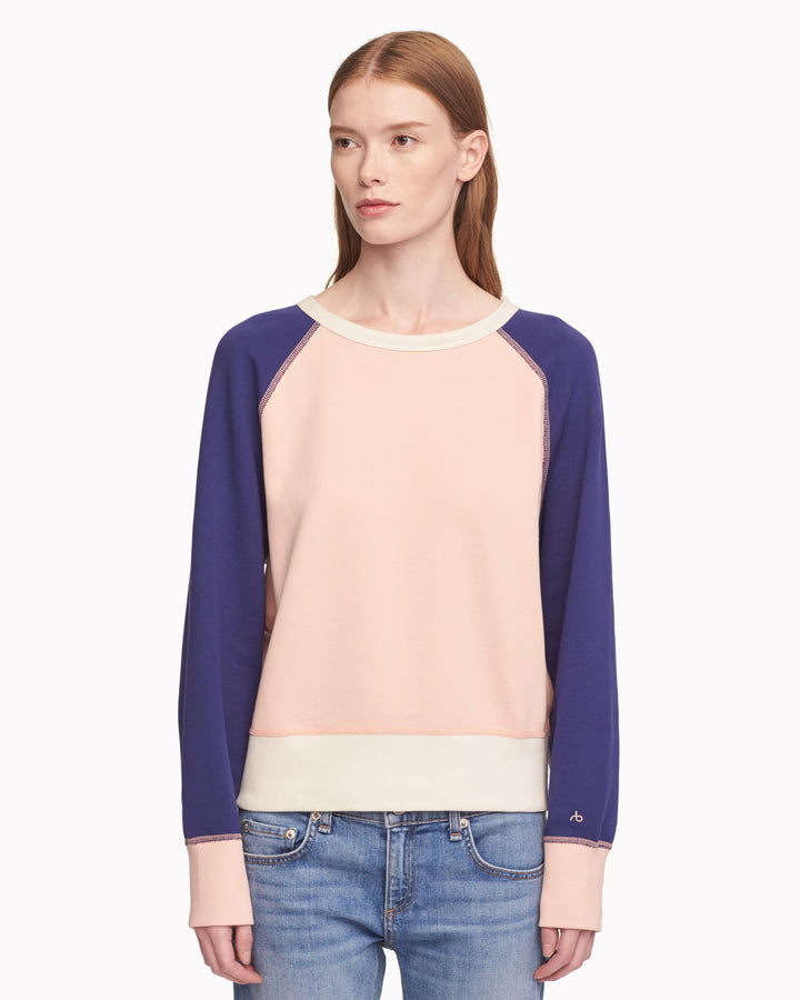 Rag & Bone - Color Blocked Raglan Sweatshirt in Pink Rose