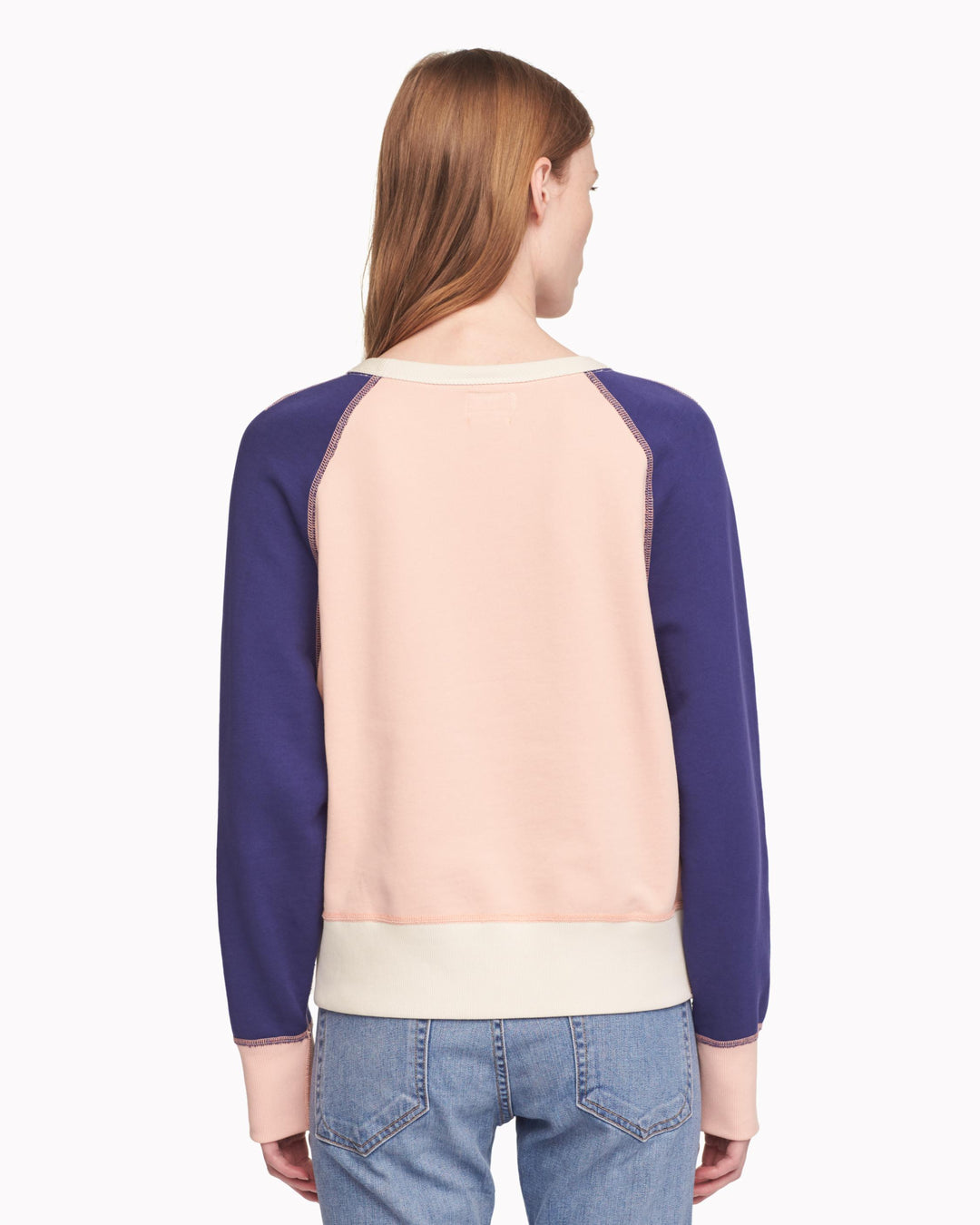 Rag & Bone - Color Blocked Raglan Sweatshirt in Pink Rose