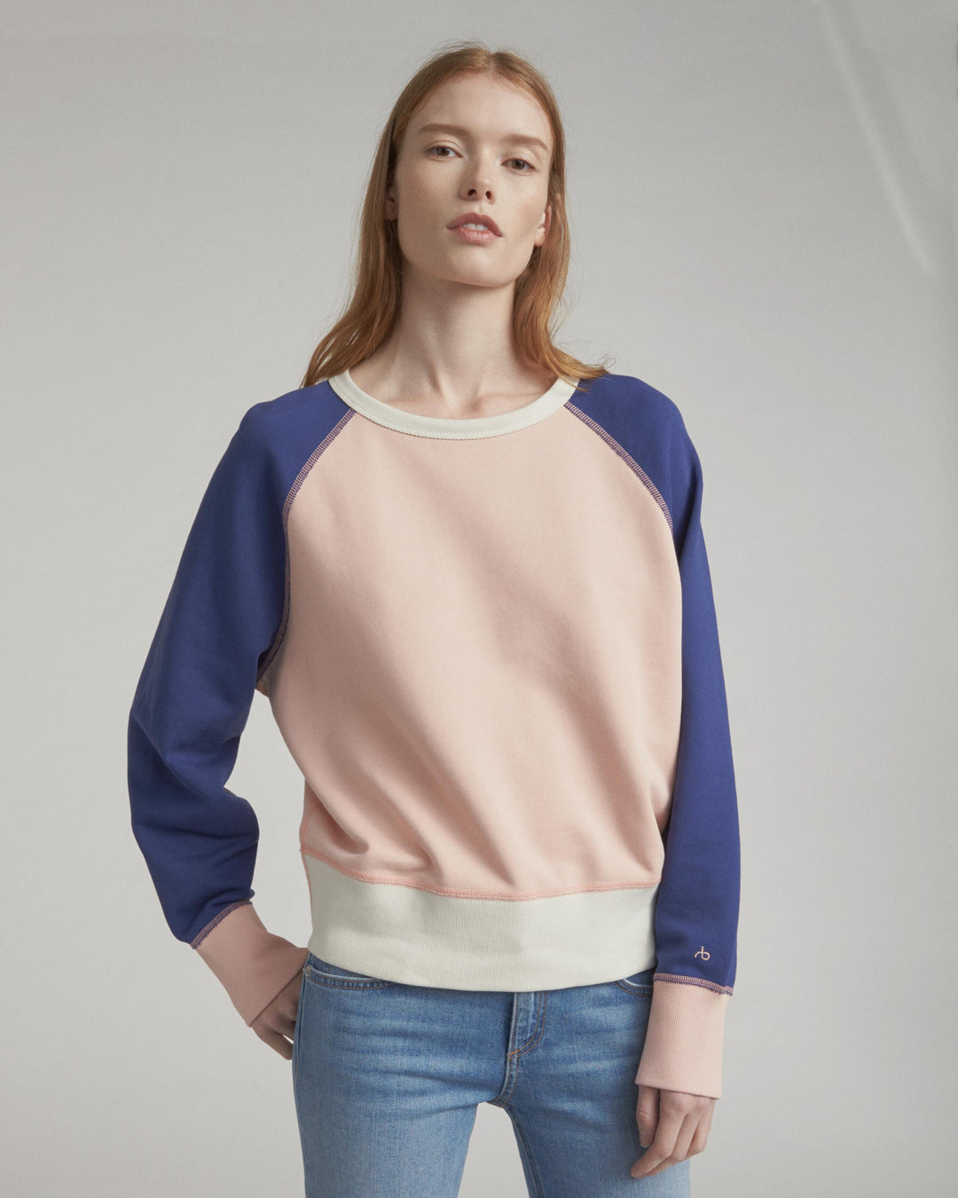Rag & Bone - Color Blocked Raglan Sweatshirt in Pink Rose