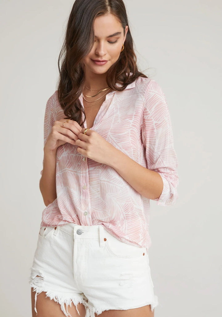 Bella Dahl - Button Down Shirt in Coral Quartz Palm