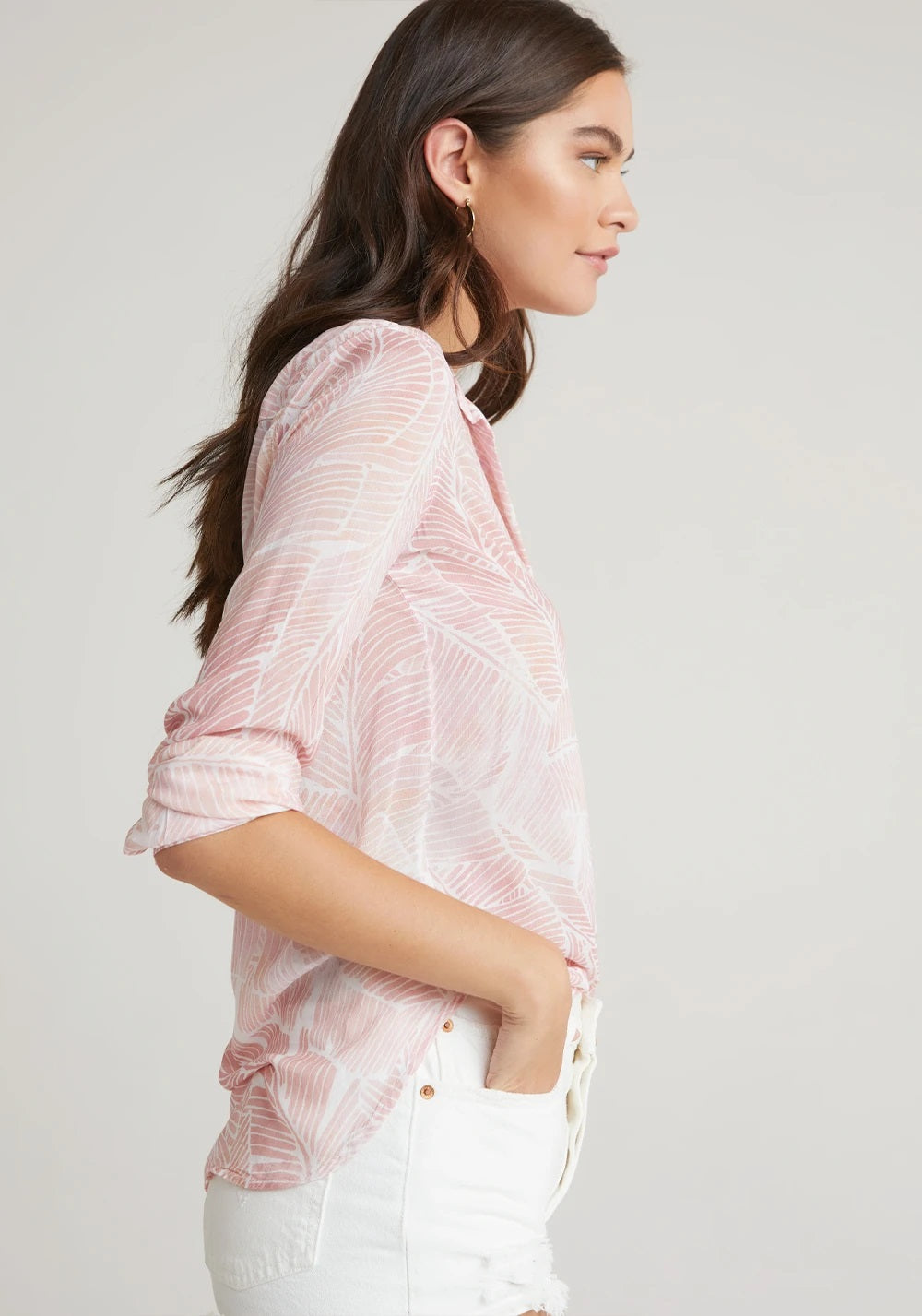 Bella Dahl - Button Down Shirt in Coral Quartz Palm