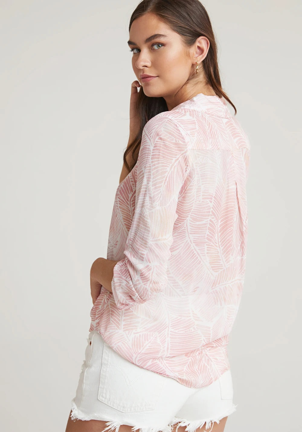 Bella Dahl - Button Down Shirt in Coral Quartz Palm