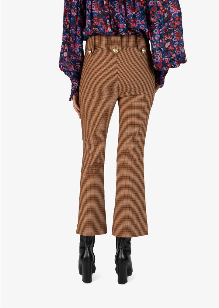 Derek Lam 10 Crosby - Corinna Cropped Flare w/ Sailor Buttons in Rust Multi