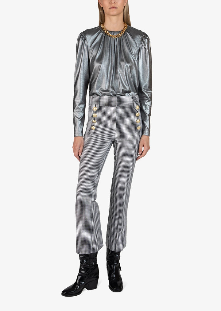 Derek Lam 10 Crosby - Corinna Cropped Flare with Sailor Buttons in Black-White