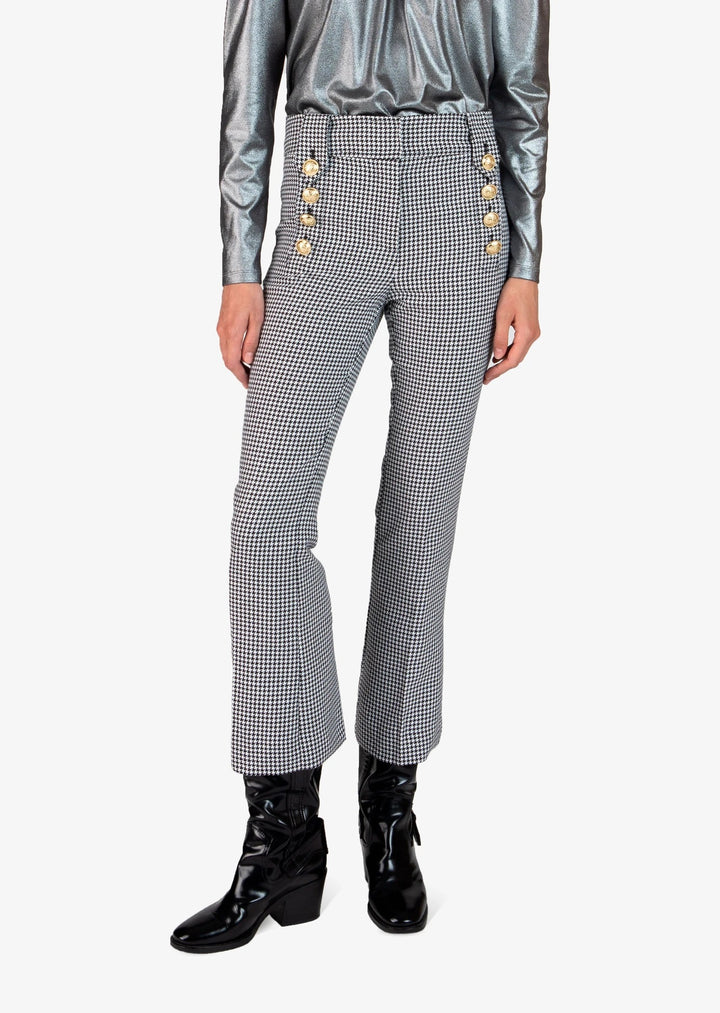 Derek Lam 10 Crosby - Corinna Cropped Flare with Sailor Buttons in Black-White