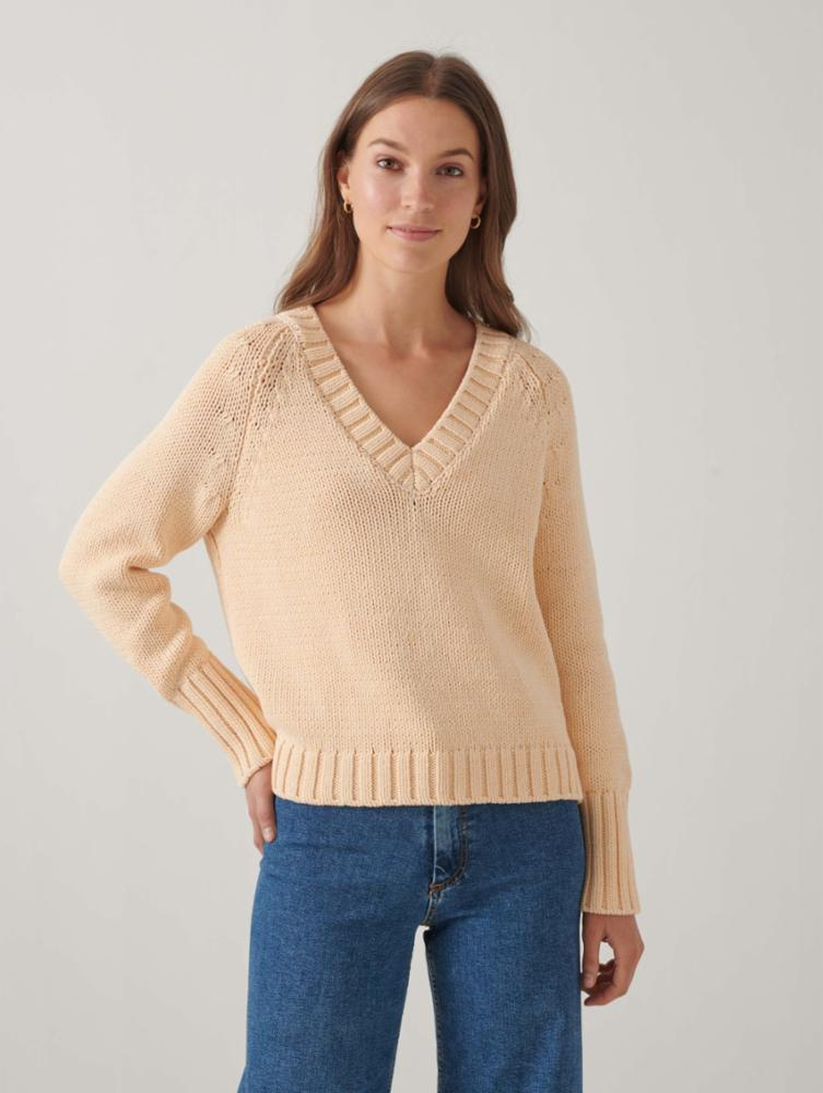 White +Warren - Cotton Rope V Neck in Yellow Cord – Blond Genius