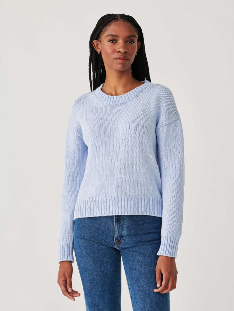 White + Warren - Cotton Rope Easy Crewneck in Blue Cord