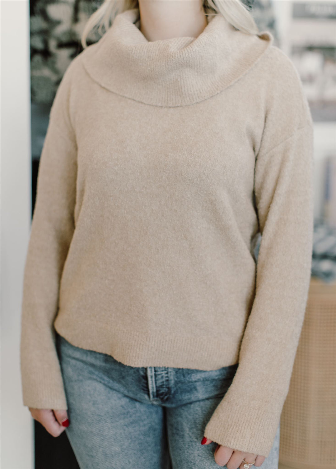 Barefoot Dreams - Ecochic Cowl Neck Pullover in Soft Camel