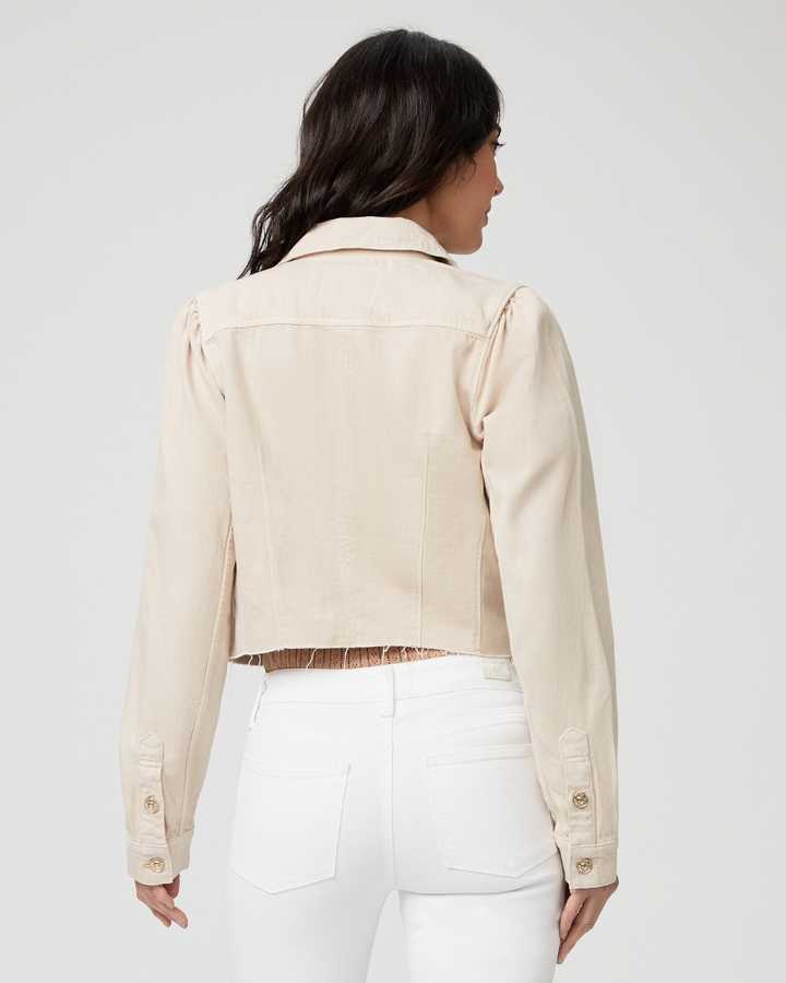 Paige - Cropped Pacey Denim Jacket in Soft Beige