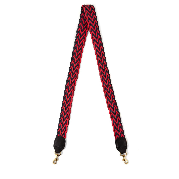 Clare V. - Crossbody Strap in Red & Navy Braided with Black Tabs