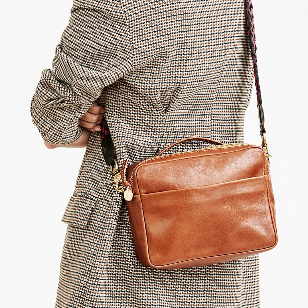Clare V. - Crossbody Strap in Red & Navy Braided with Black Tabs